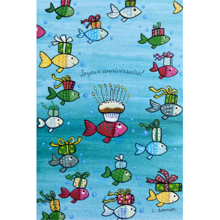 Carte Joyeux Anniversaire, poissons