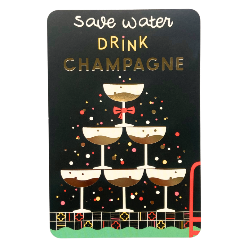 Carte Save water drink champagne